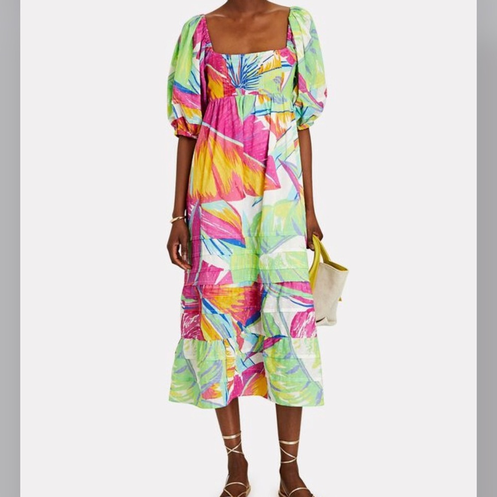 Farm Rio tropical leaf midi dress